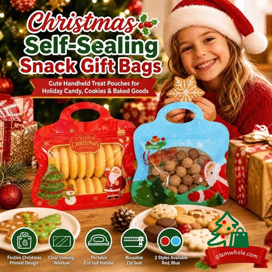 🎅LAST DAY SALE 50% OFF!!🎁Easy Fill, Easy Seal🎄 Festive Self-Seal Treat Bags – Santa & Snowman Print | Resealable, Food-Safe & Perfect for Cookies, Chocolates & Little Gifts⛄