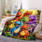 ⏳LAST DAY SALE 50% OFF!⏰🦖Cute Smiling Dinosaurs HD Digital Print Flannel Blanket