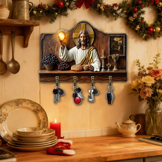 ✝️Communion themed wooden multifunctional home key holder (11.8 "X9 in")