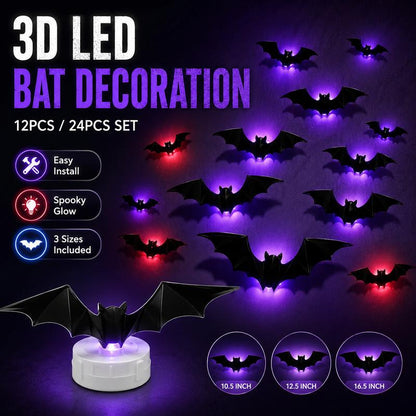 ⏳LAST DAY SALE ONLY ￡9.99!🔥🦇Halloween 3D Bat LED Wall Light Decor