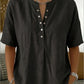 New Arrivals🔥Women's Casual Henley Collar Linen And Cotton Short-sleeve Shirt