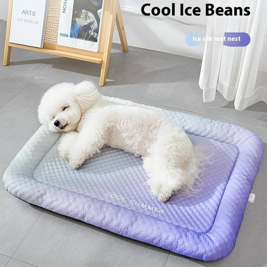 🔥LAST DAY SALE ONLY￡7.99!!❄Pet Cooling Mat for Dogs & Cats 🐾  Naturally Cool Ice-Silk Pad • Breathable, Washable & Soft 🌿  For Floors, Sofas & Car Travel • Multiple Sizes • Gradient Colours ☀️🐶🐱