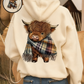 🎄🎅CHRISTMAS SALE 50% OFF!!🎁Cute Highland Cow Cozy Fleece-Lined Hooded Sweatshirt🦬