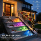 Solar outdoor step lights, IP65 waterproof LED deck/stair lights, color-changing gradient lighting, automatic dusk-to-dawn warm white light, solar-powered.