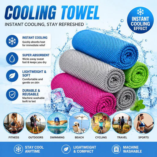 ⏰❄️Last Day Buy 1 Get 1 Free (Each only ￡3.99)☀️Cold Sweat Towel You Can Use Anywhere, Anytime! Reusable Soft Absorbent Cooling Portable