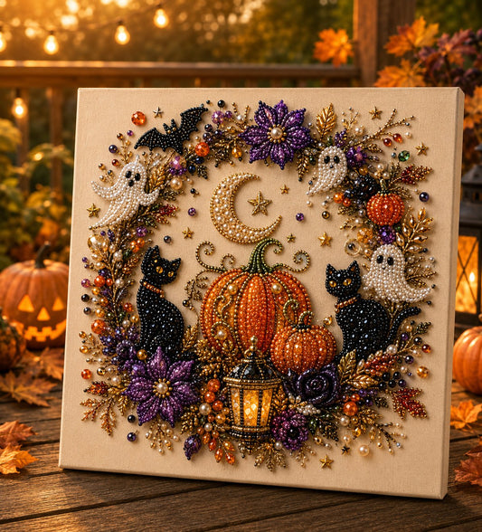 🔥LAST DAY SALE ONLY ￡11.99!!  👻✨ Halloween Pearl Art DIY Kit – Turn Tiny Pearls into Spooky-Cute Magic