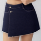 KATCH ME Layered High Waist Raw Hem Denim Skorts With Tassel Detail