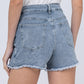 KATCH ME Layered High Waist Raw Hem Denim Skorts With Tassel Detail
