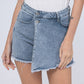 KATCH ME Layered High Waist Raw Hem Denim Skorts With Tassel Detail