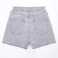 KATCH ME Layered High Waist Raw Hem Denim Skorts With Tassel Detail