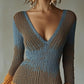 Multicolor Knit Mini Dress With Lace Ruffle Trim