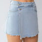 KATCH ME Layered High Waist Raw Hem Denim Skorts With Tassel Detail