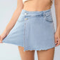 KATCH ME Layered High Waist Raw Hem Denim Skorts With Tassel Detail