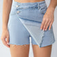 KATCH ME Layered High Waist Raw Hem Denim Skorts With Tassel Detail