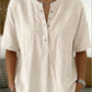New Arrivals🔥Women's Casual Henley Collar Linen And Cotton Short-sleeve Shirt