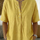 New Arrivals🔥Women's Casual Henley Collar Linen And Cotton Short-sleeve Shirt