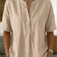 New Arrivals🔥Women's Casual Henley Collar Linen And Cotton Short-sleeve Shirt