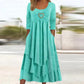 Bestseller🏆👗 Tiered Midi Dress with Heart Accent – Flattering A-Line & Breezy Fabric for Travel or Gatherings