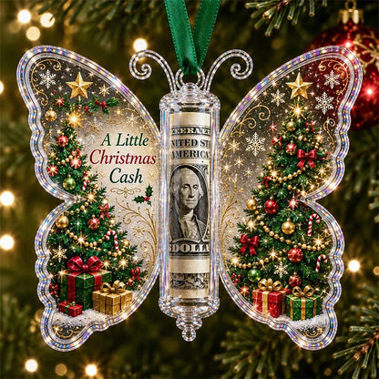 🦋🎄 3D Embossed Butterfly Christmas Cash Gift Ornament – Holiday Money Holder Keepsake 🎁
