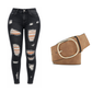 Women's High Waisted Ripped Skinny Jeans Distressed Stretch Denim Pants