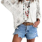 🔥💐SUMMER DAY SALE - ONLY £13.99!!⚡50K+ SOLD✨Womens Bohemian-Inspired Beige Crochet Top With V-Neck