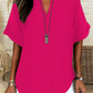 🌸Summer Hot Sales - only ￡10.99👕Fashion Loose Solid Color Short Sleeve Top
