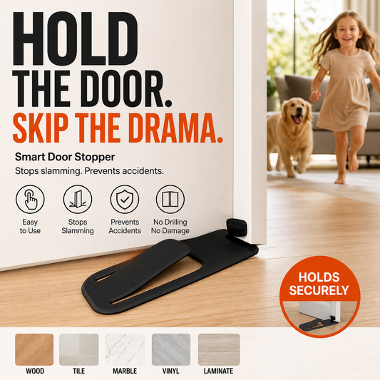 🎅LAST DAY SALE 50% OFF!!🎁2-Pack Door Stopper Protector –  No-drill, residue-free & holds doors open. Safe & simple – stock up & save! 🏠✅