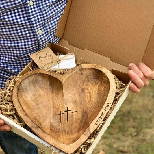 🎁Limited Hot Sales - 56% OFF🙏❤️ Heart-Shaped Wooden Prayer Bowl – A Meaningful Gift of Faith ✨