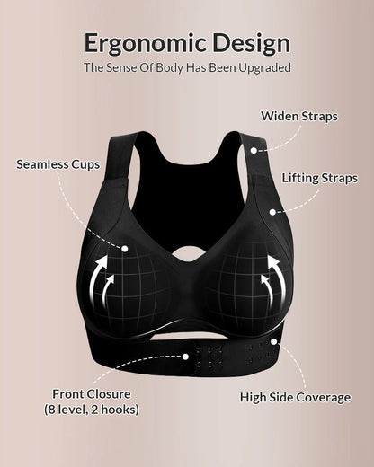 Women's Front Closure Seamless Back Support Posture Bra
