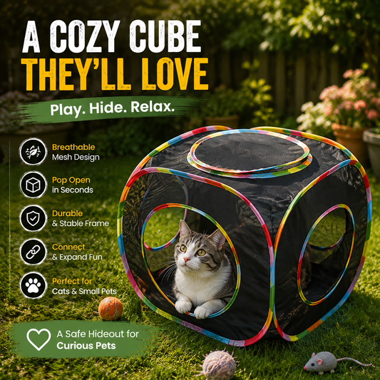 🐾 Foldable Cat Play Cube – A Cozy Hideout for Curious Cats