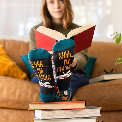 🌲Early Xmas Hot Sales - Buy 1 get 1 Free😍Shhh I'm Reading Crew Socks – Gift for Book Lovers - Books Before People