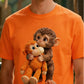 Unisex Monkey Hugging Toy Graphic T-Shirt