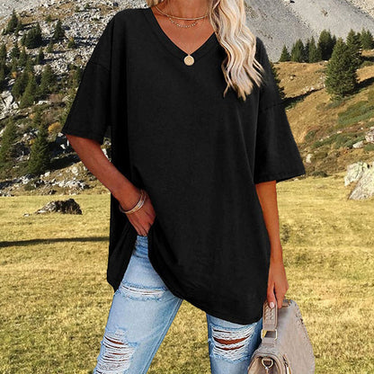 🌷LAST DAY SALE ONLY ￡10.99!!☀️Women's Summer Half Sleeve Casual Loose Fit Cotton Tunic T-shirt