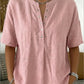 New Arrivals🔥Women's Casual Henley Collar Linen And Cotton Short-sleeve Shirt