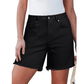 Leopard Print Raw Hem Stretch Denim Casual Summer Jorts