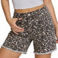 Leopard Print Raw Hem Stretch Denim Casual Summer Jorts