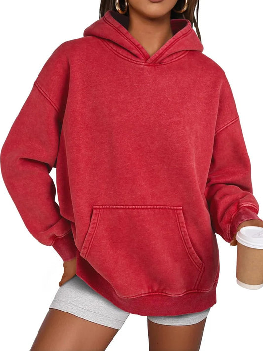 😍🎉Hot Sale 50% OFF🔥💃Unisex Casual Oversized Acid Wash Tops Hoodie Pullover