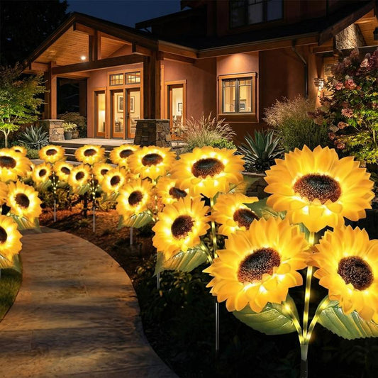 ⏳Time-Limited Special Price: ￡9.99!!⏰ Glamwhole™ Solar Sunflower Garden Stake Lights 🌻 | Waterproof 🌧️ | No Wiring💡