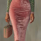 Pink Velvet Bodycon Dress With Patchwork Webbing And Leopard Print