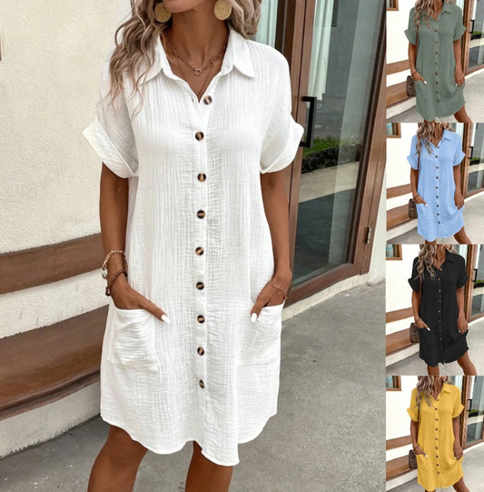 💎🔥This Week's Special Price:£14.99!!💎✨Women’s Summer Midi Dress – Breezy, Flattering & Effortlessly Chic! Lightweight Button-Down with Pockets 🇬🇧☀️