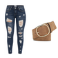 Women's High Waisted Ripped Skinny Jeans Distressed Stretch Denim Pants