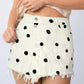 KATCH ME Layered High Waist Raw Hem Denim Skorts With Tassel Detail