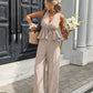 🔥New Hot Sales - 49% OFF✨ Women’s Elegant Stripe 2-Piece Outfit – Flattering V-Neck Top & Relaxed Wide-Leg Trousers 🌸
