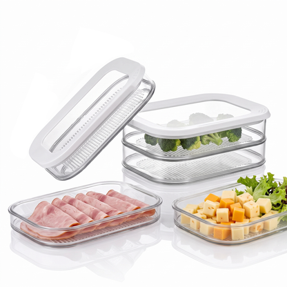 😍LIMITED-TIME 50% OFF!🧊 3‑Layer Fridge Crisper – Clear, reusable & stackable ✨