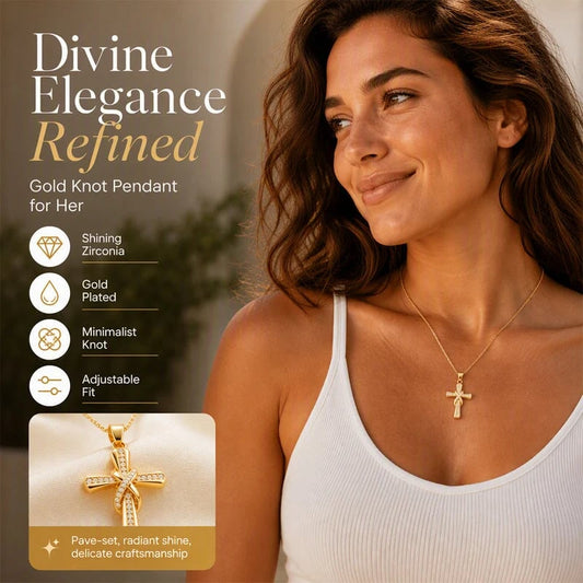 💫 LIMITED TIME 49% OFF😍Women's Sparkling Twisted Knot Cross Pendant Necklace – Elegant Faith-Inspired Design with Brilliant Shine ✨