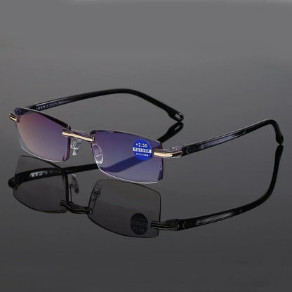😍Buy 1 Get 1 Free - Just ￡8.99👓 Crystal Clear Reading Glasses – Lightweight Frameless Design with Premium Diamond-Cut Finish ✨