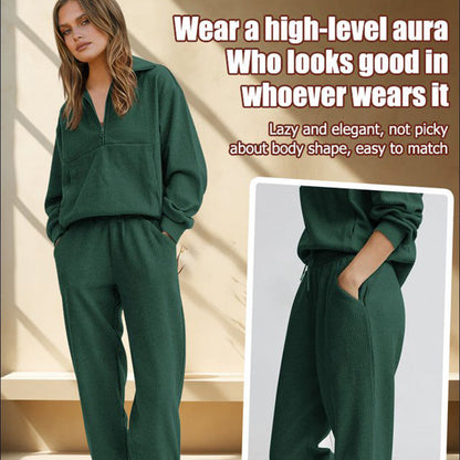 💖2026 Autumn’s Sale 70% OFF✨🍂Women's  2-Piece Long Sleeve Half Zip Pullover Fall Tracksuit Sweatsuits Set