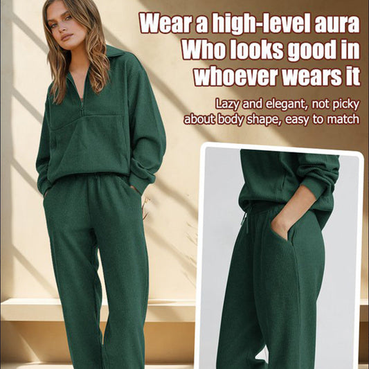 💖2026 Autumn’s Sale 70% OFF✨🍂Women's  2-Piece Long Sleeve Half Zip Pullover Fall Tracksuit Sweatsuits Set