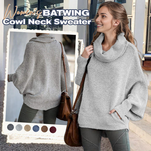 🥳💃🏼New Years Sale-50% OFF🌸💖Women's Batwing Cowl Neck Sweater with Pockets