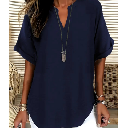 🌸Summer Hot Sales - only ￡10.99👕Fashion Loose Solid Color Short Sleeve Top